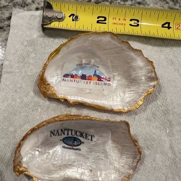 Nantucket Decorative Oyster Shells – Set of 3 with Gold Trim - Picture 7 of 14